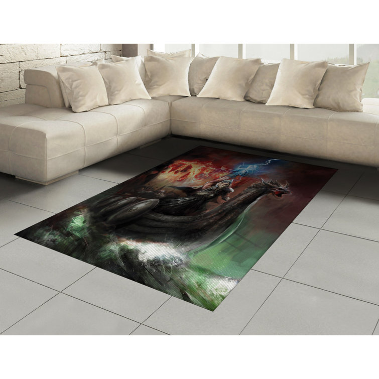 Ebern Designs Hapeville Flatweave Black/Blue Rug Wayfair.co.uk